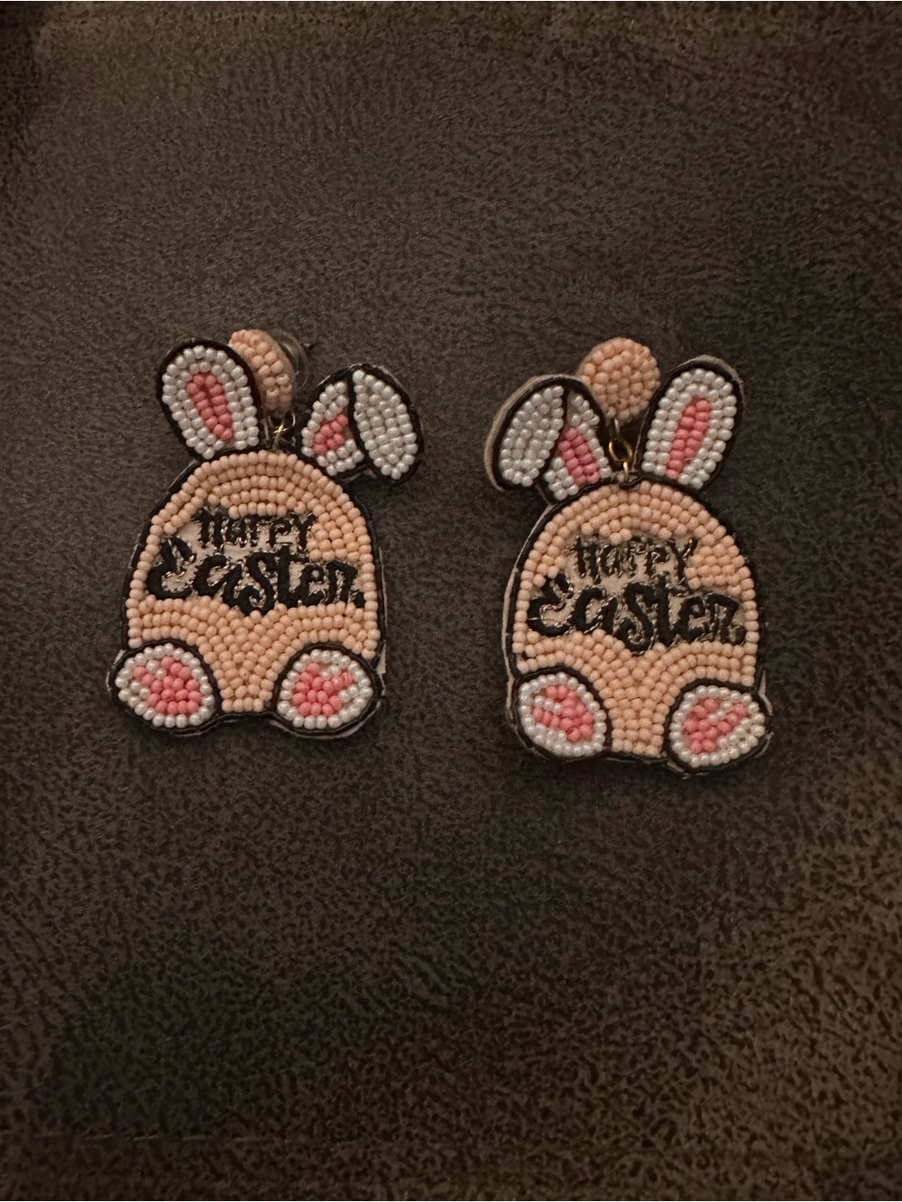 Pink Bunny 'Hoppy Easter' Beaded Earrings